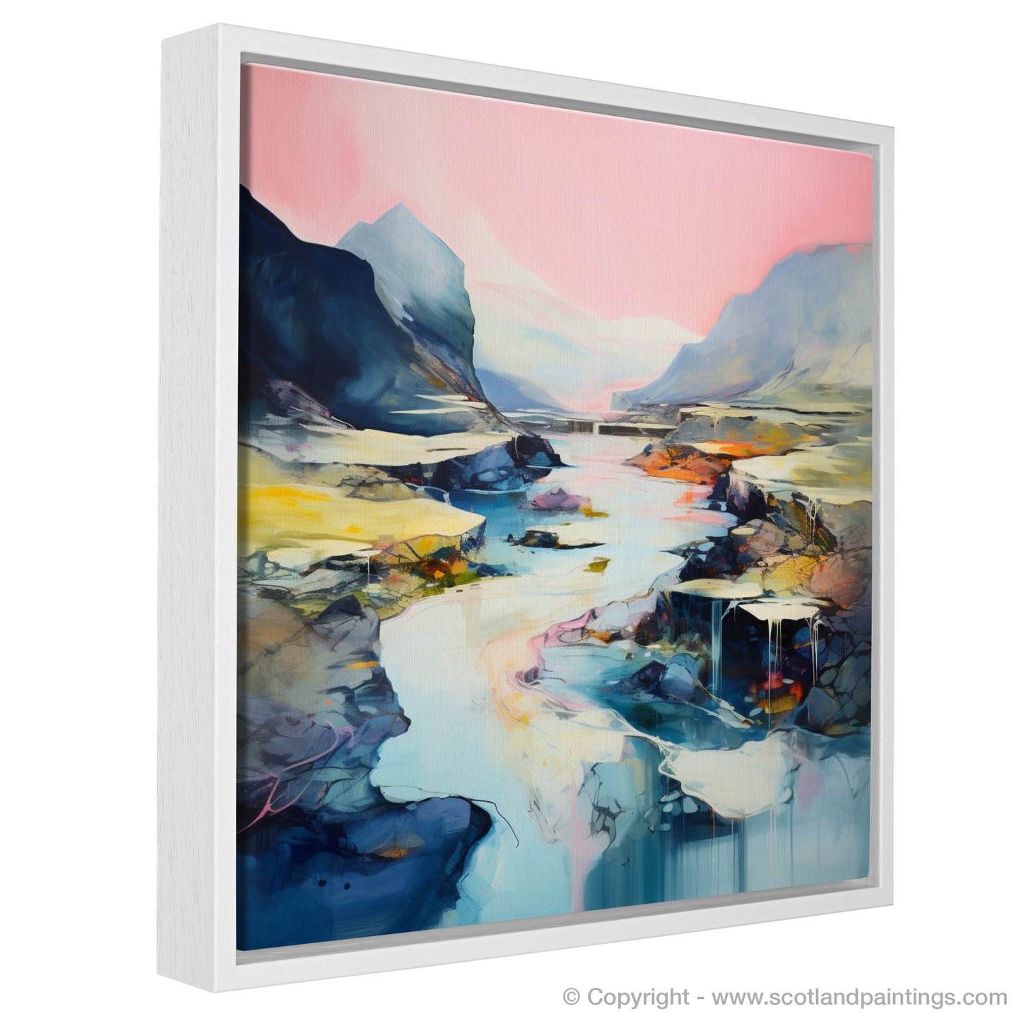 Painting and Art Print of Isle of Skye Fairy Pools at dusk in summer entitled "Ethereal Twilight at Isle of Skye Fairy Pools".
