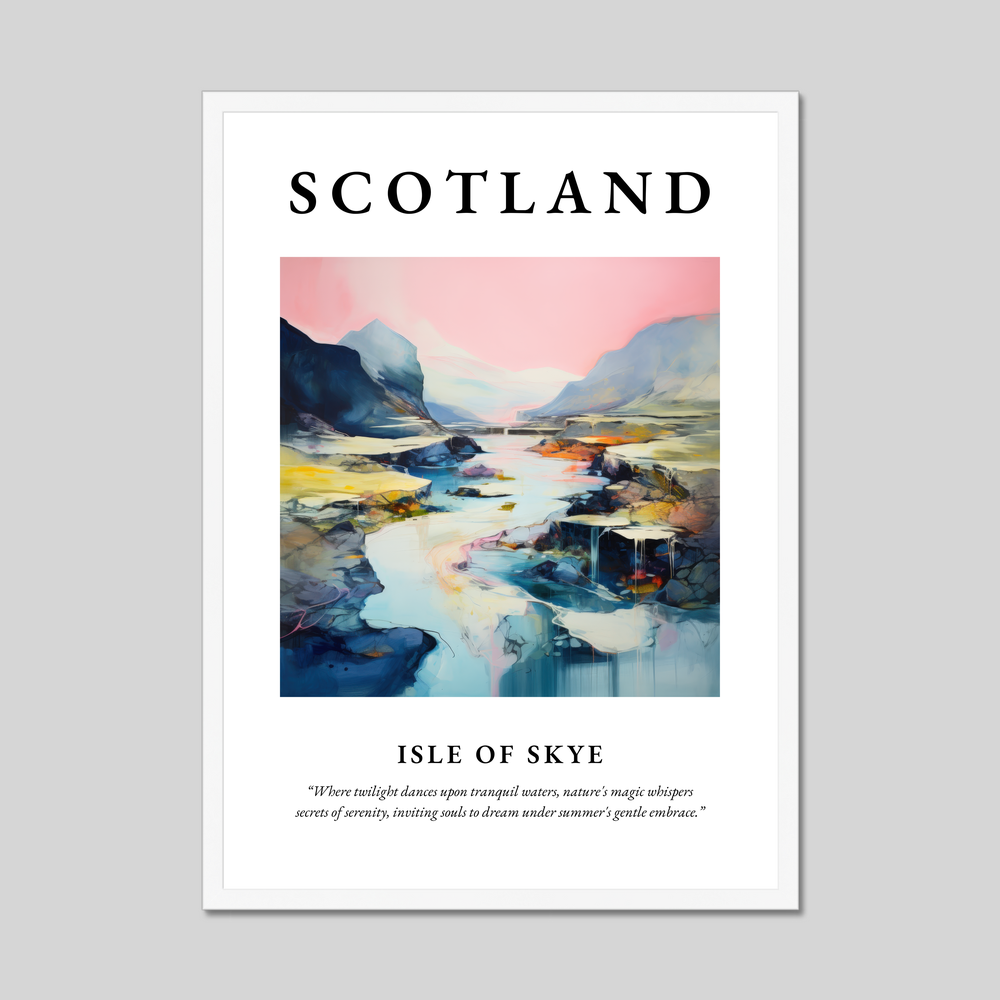 Poster in a white frame with the word Scotland