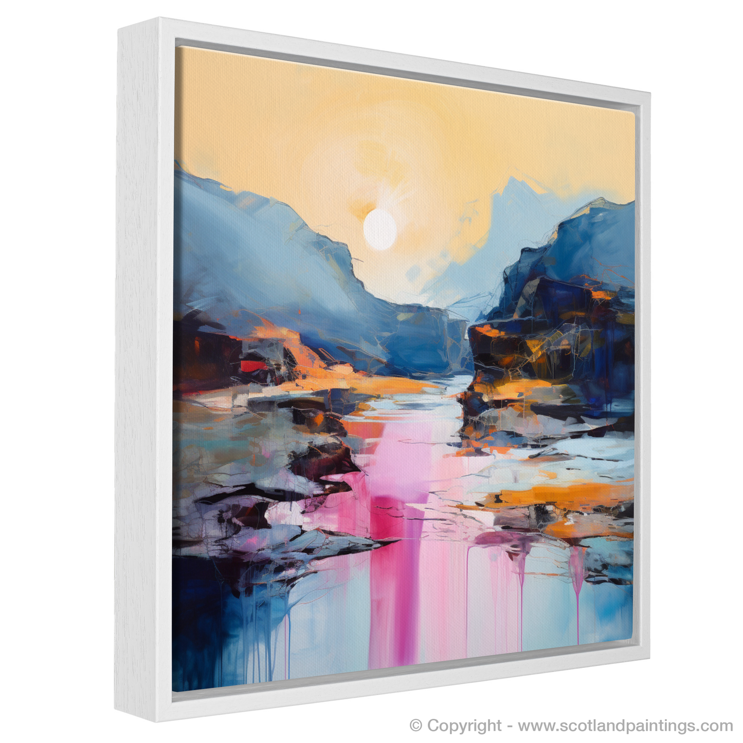 Painting and Art Print of Isle of Skye Fairy Pools at dusk in summer entitled "Dusk at the Enchanted Isle of Skye Fairy Pools".