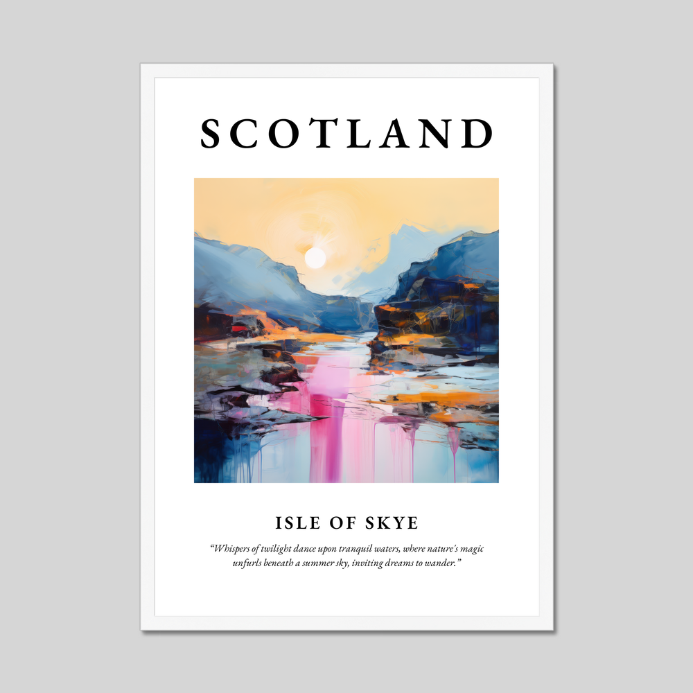 Poster in a white frame with the word Scotland