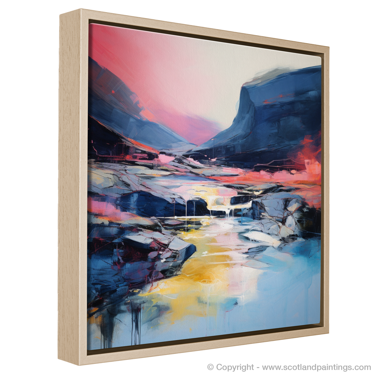 Painting and Art Print of Isle of Skye Fairy Pools at dusk in summer entitled "Dusk's Enchantment over Isle of Skye Fairy Pools".