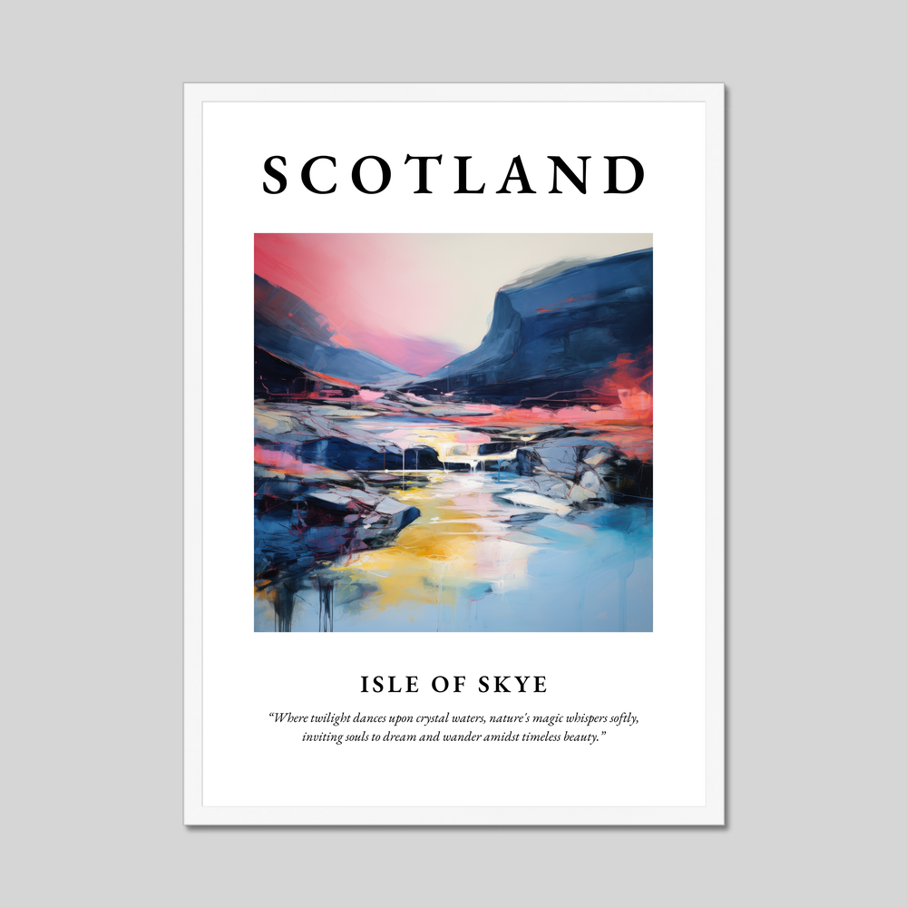 Poster in a white frame with the word Scotland