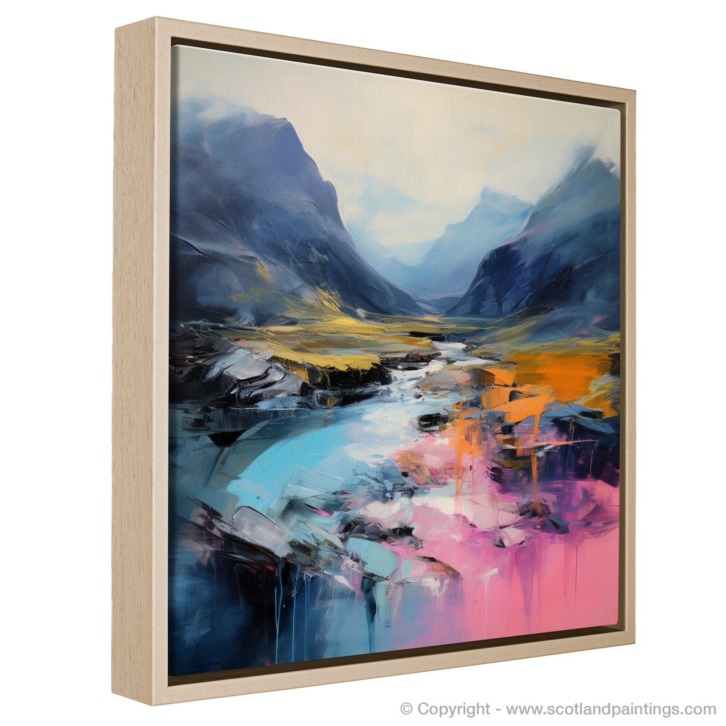 Painting and Art Print of Isle of Skye Fairy Pools at dusk in summer entitled "Dusk Embrace at Fairy Pools".