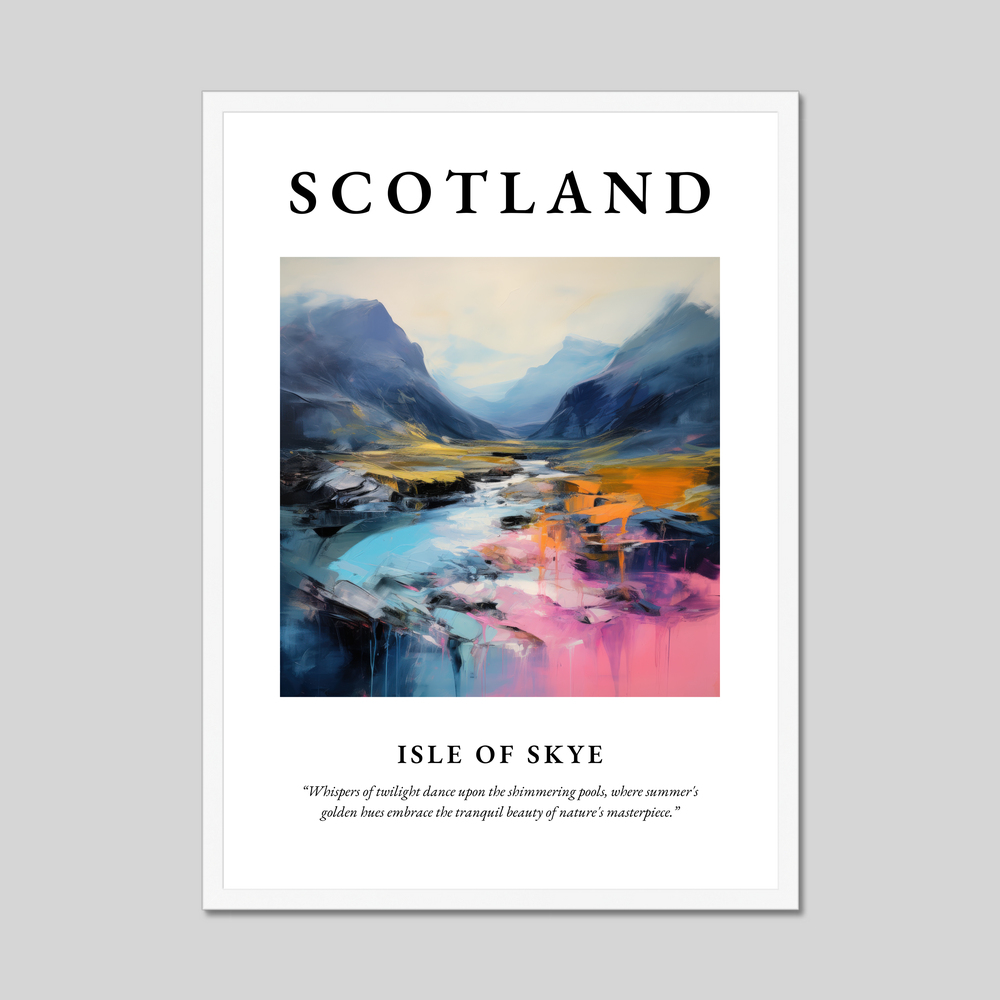 Poster in a white frame with the word Scotland