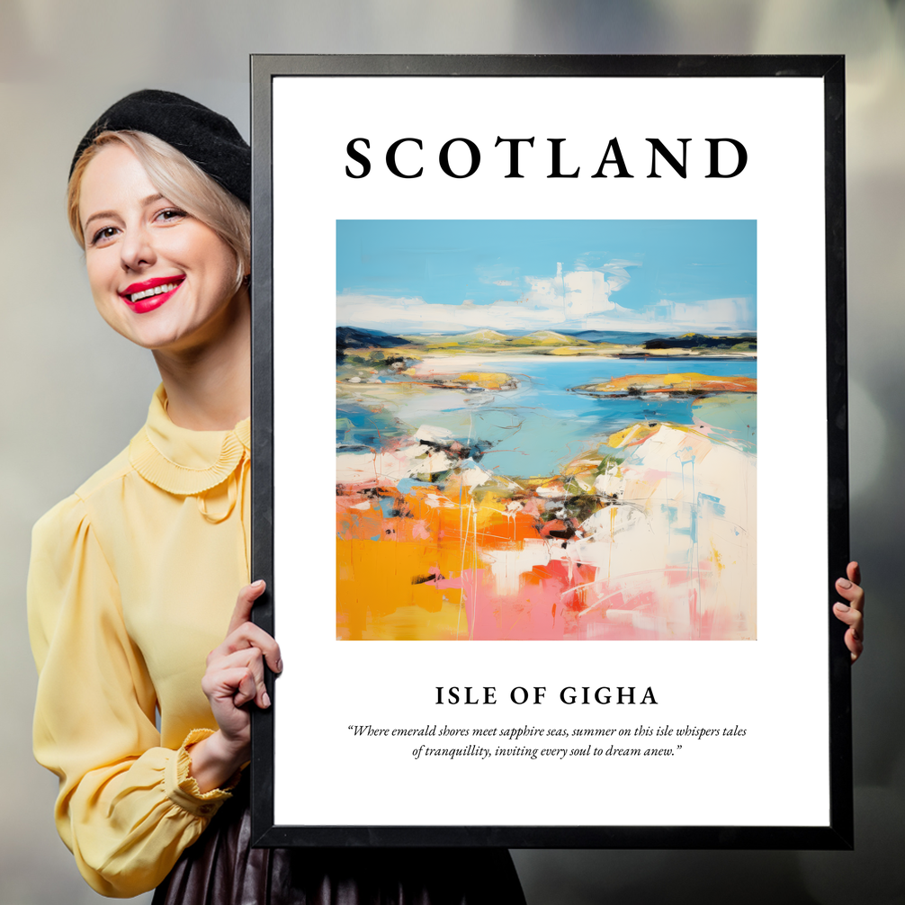 Person holding a poster of Isle of Gigha