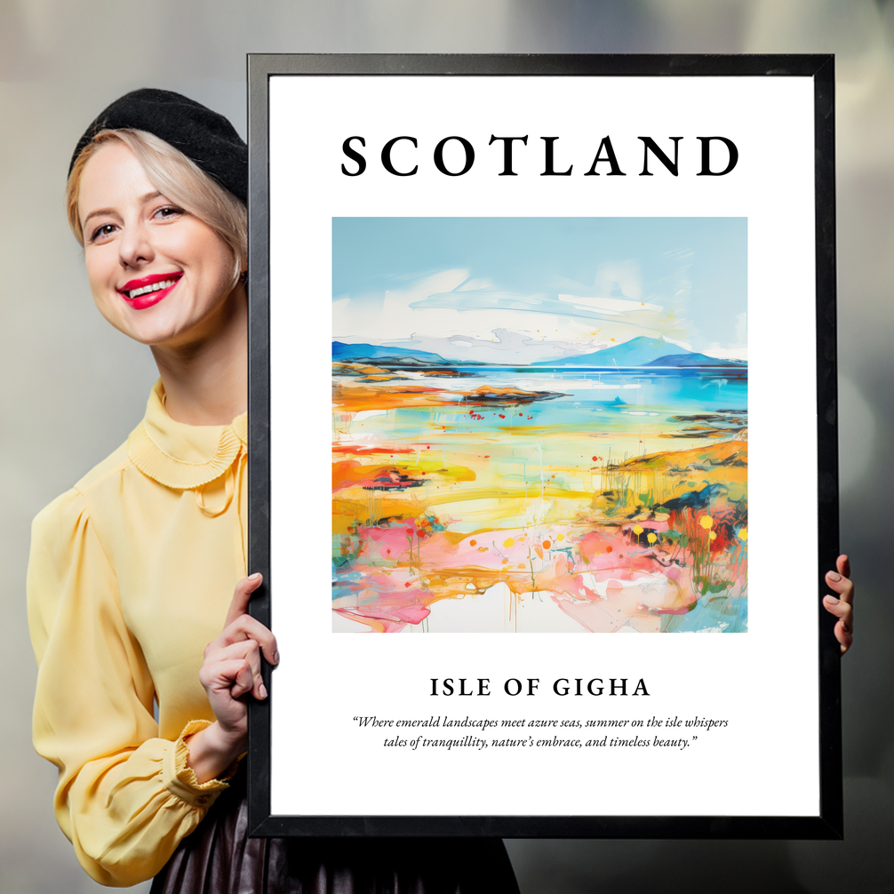 Person holding a poster of Isle of Gigha