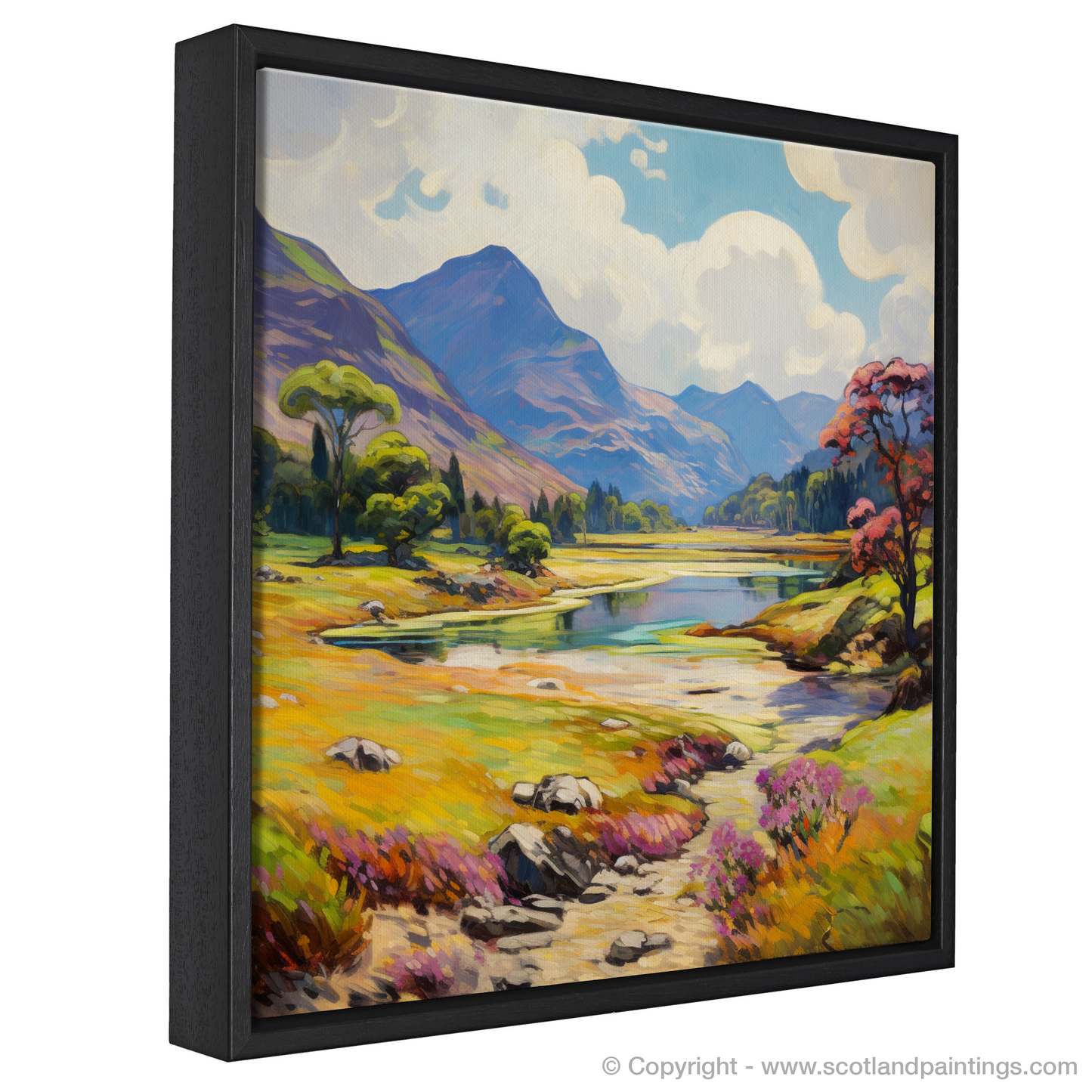 Painting and Art Print of Glen Affric, Highlands in summer entitled "Summer Serenity in Glen Affric Highlands".