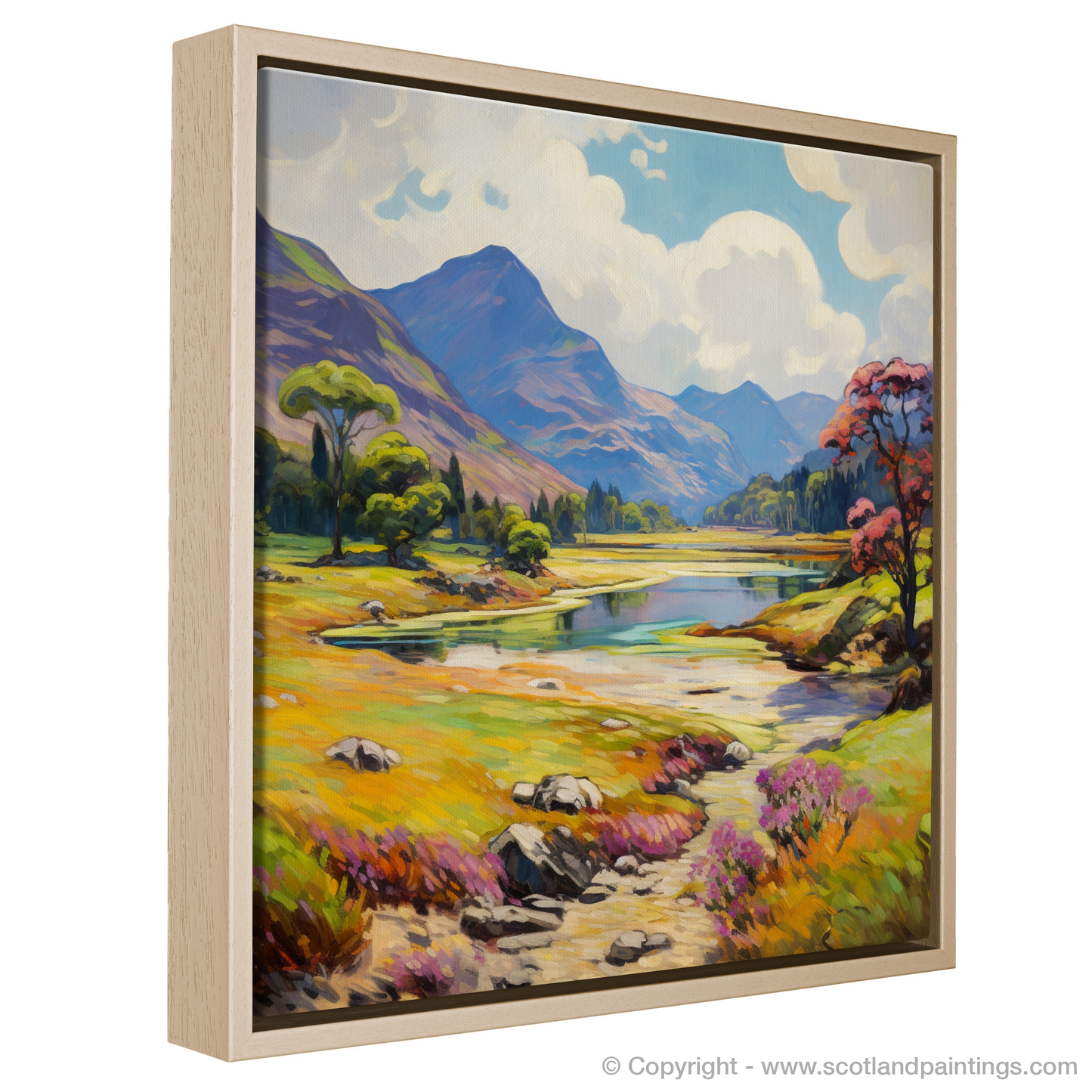 Painting and Art Print of Glen Affric, Highlands in summer entitled "Summer Serenity in Glen Affric Highlands".