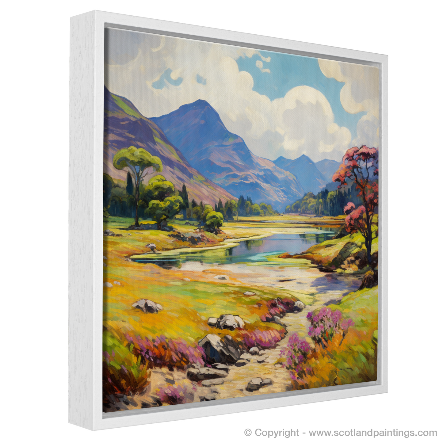 Painting and Art Print of Glen Affric, Highlands in summer entitled "Summer Serenity in Glen Affric Highlands".