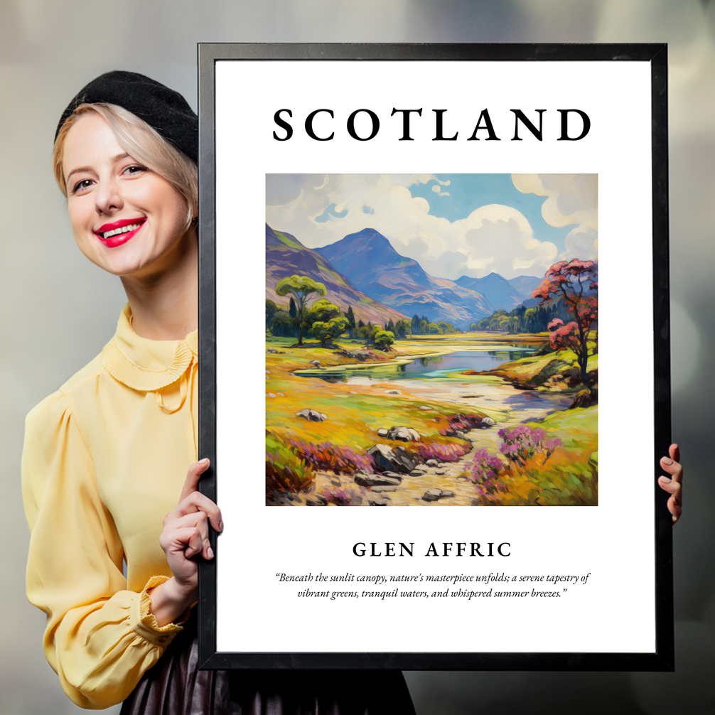 Person holding a poster of Glen Affric