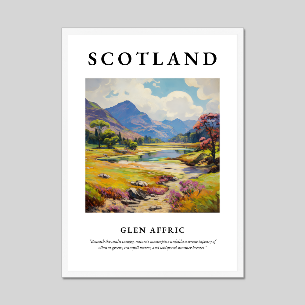 Poster in a white frame with the word Scotland