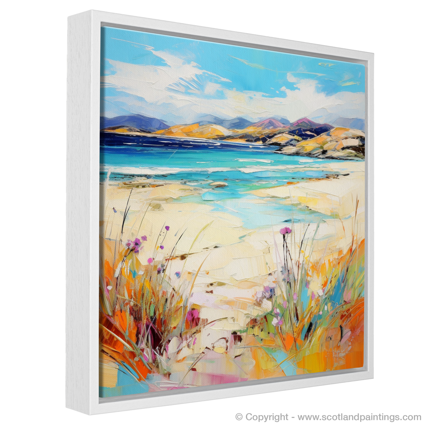 Painting and Art Print of Seilebost Beach, Isle of Harris in summer entitled "Summer Serenity at Seilebost Beach".