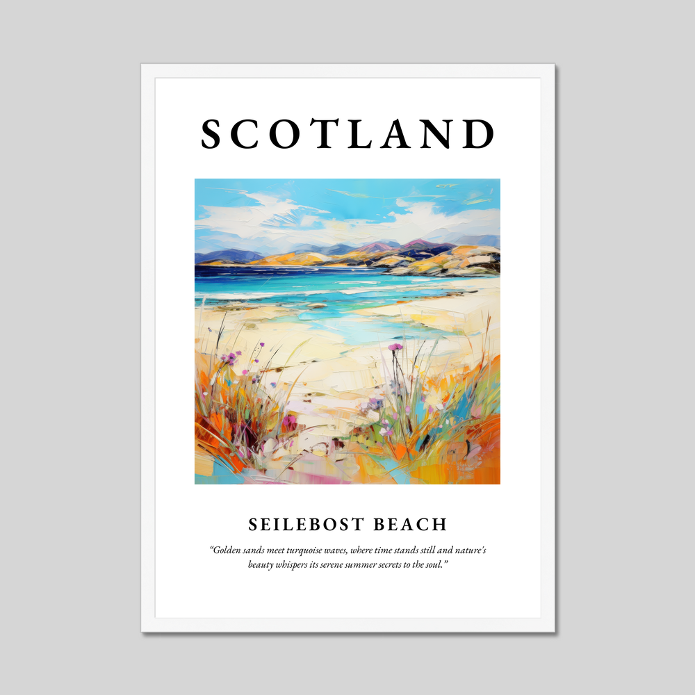 Poster in a white frame with the word Scotland