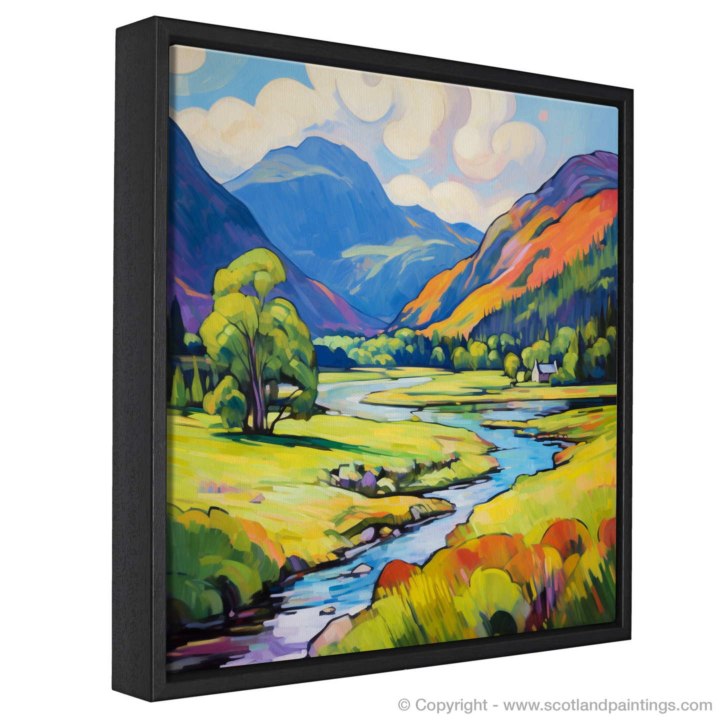 Painting and Art Print of Glenfinnan, Highlands in summer entitled "Summer Blaze in Glenfinnan Highlands".