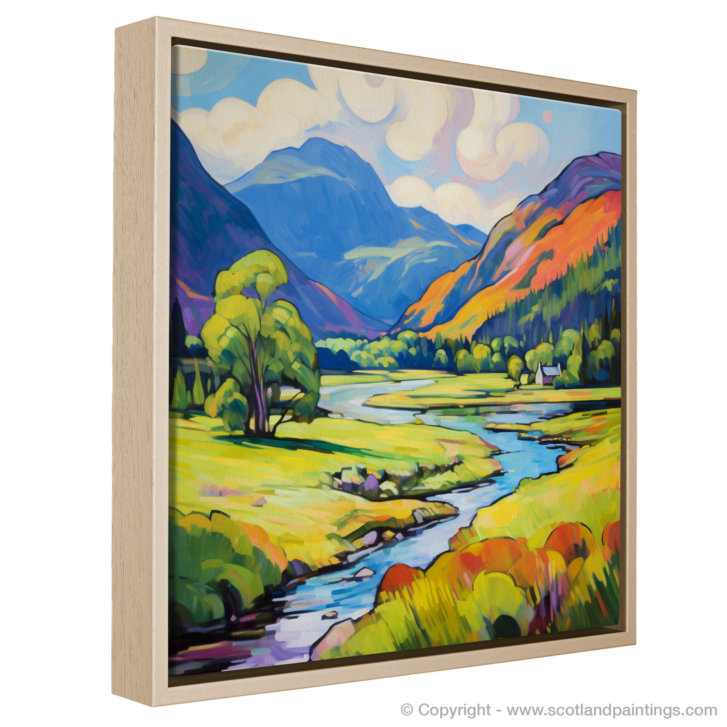 Painting and Art Print of Glenfinnan, Highlands in summer entitled "Summer Blaze in Glenfinnan Highlands".