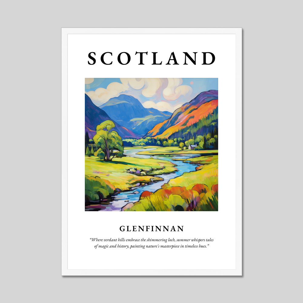 Poster in a white frame with the word Scotland