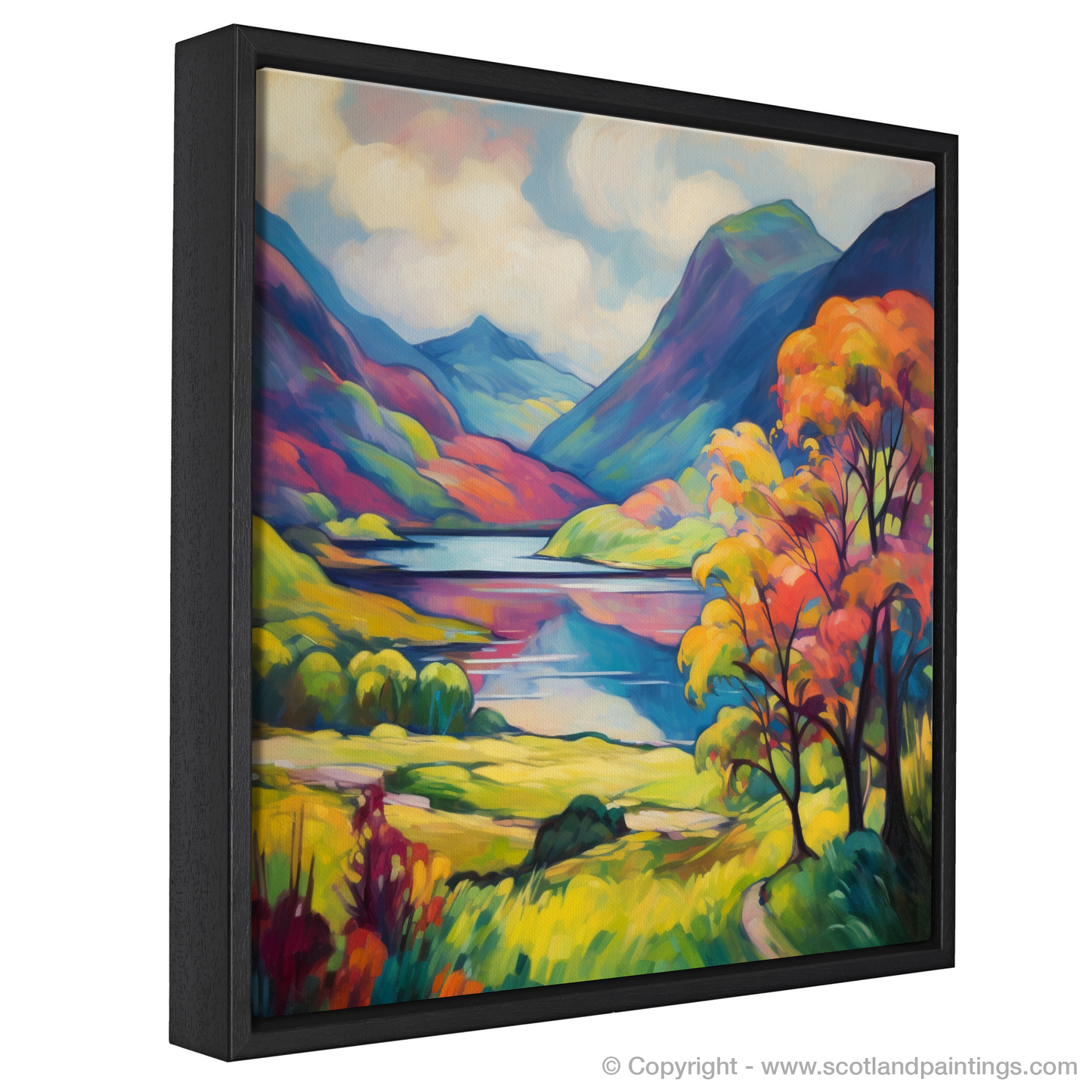 Painting and Art Print of Glenfinnan, Highlands in summer entitled "Highland Summer Dream in Fauvist Hues
".