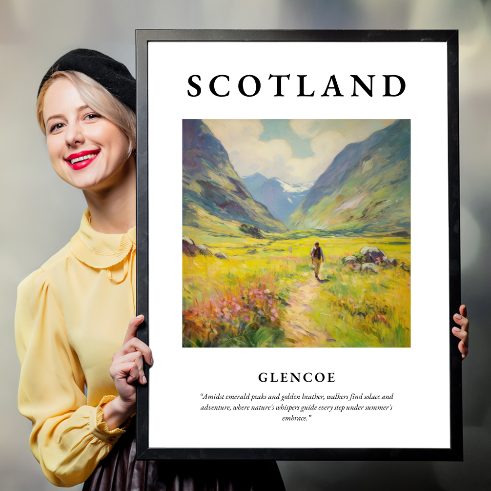 Person holding a poster of Glencoe