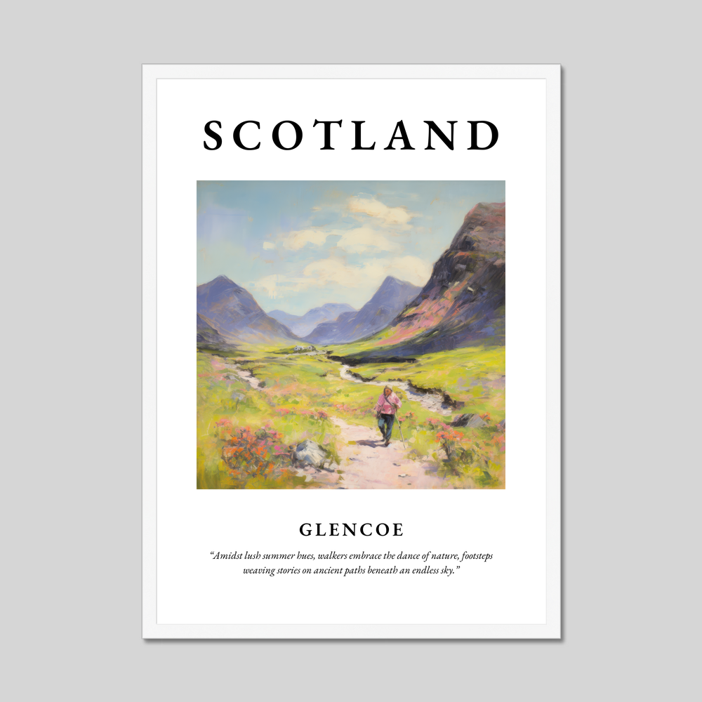 Poster in a white frame with the word Scotland