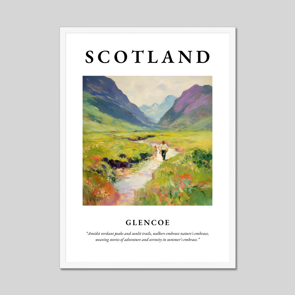 Poster in a white frame with the word Scotland