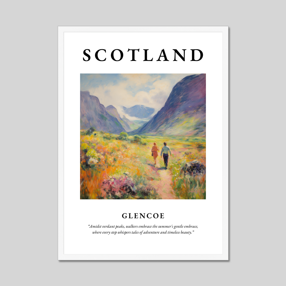 Poster in a white frame with the word Scotland