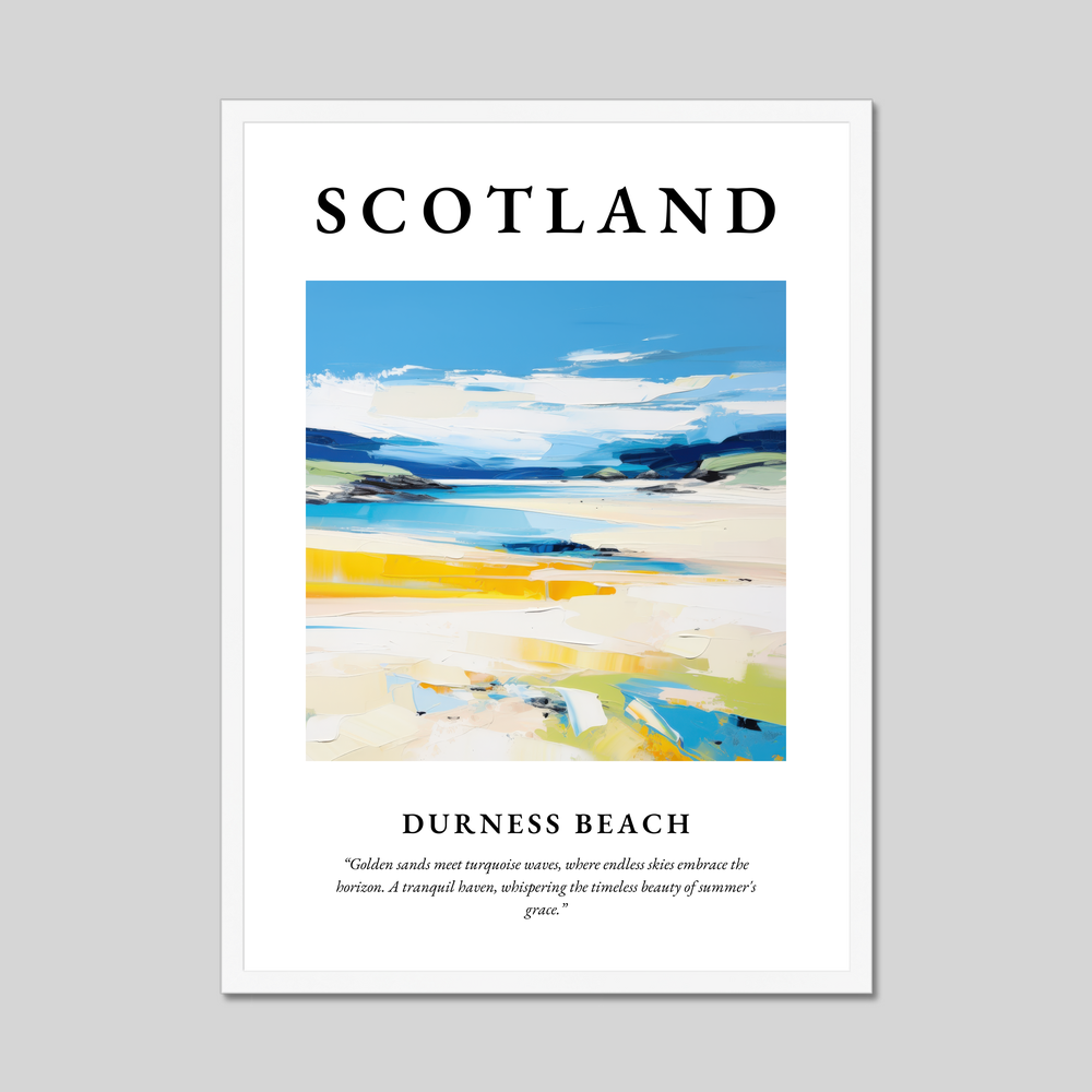 Poster in a white frame with the word Scotland