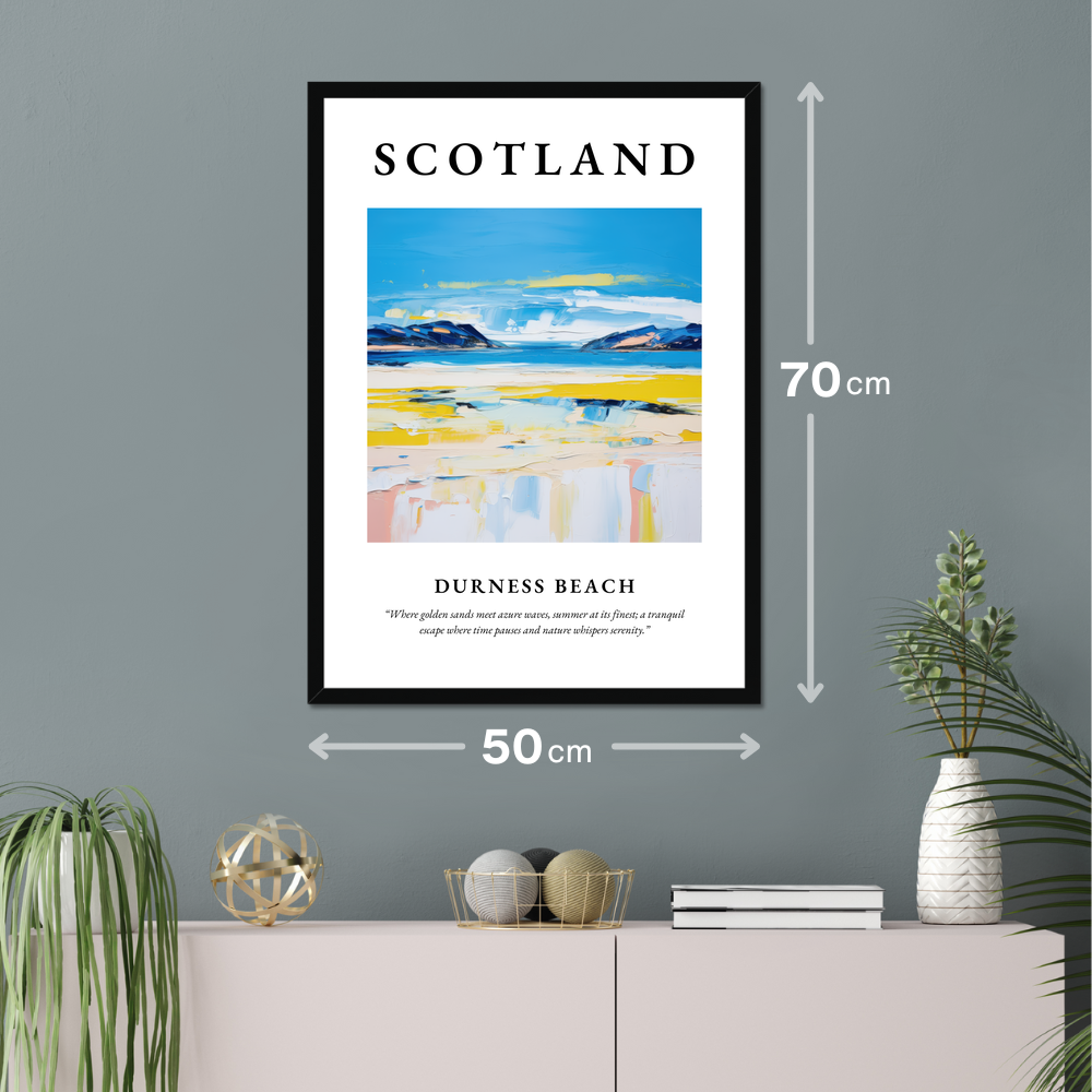 Poster of Durness Beach hanging on a wall