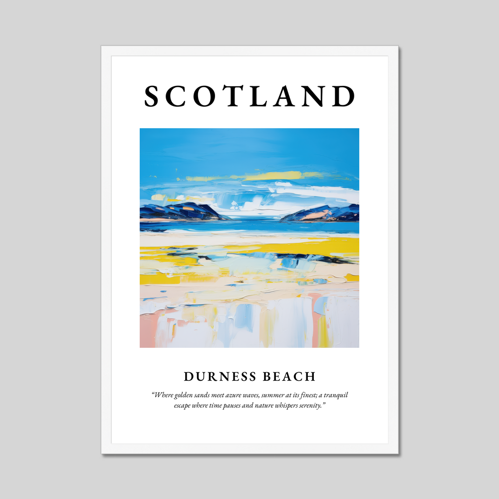 Poster in a white frame with the word Scotland