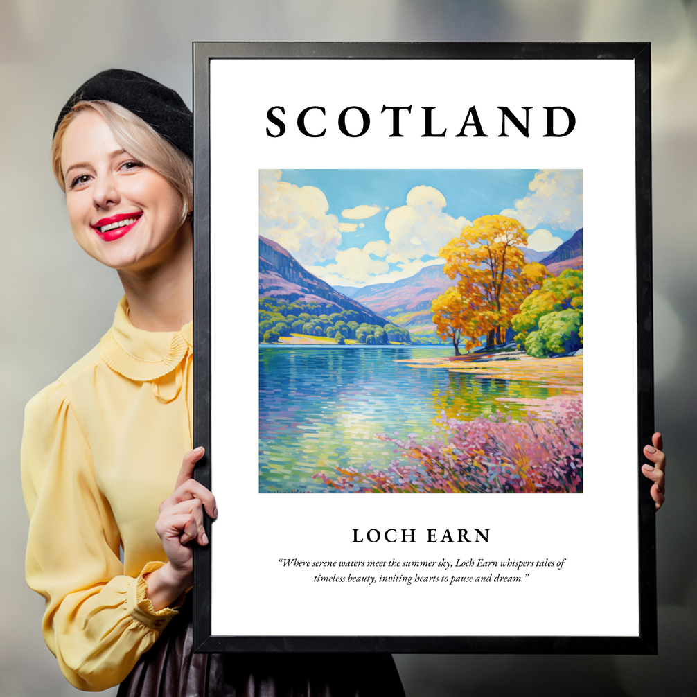 Person holding a poster of Loch Earn