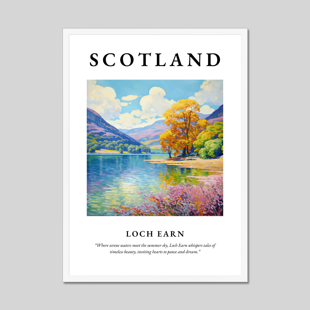 Poster in a white frame with the word Scotland