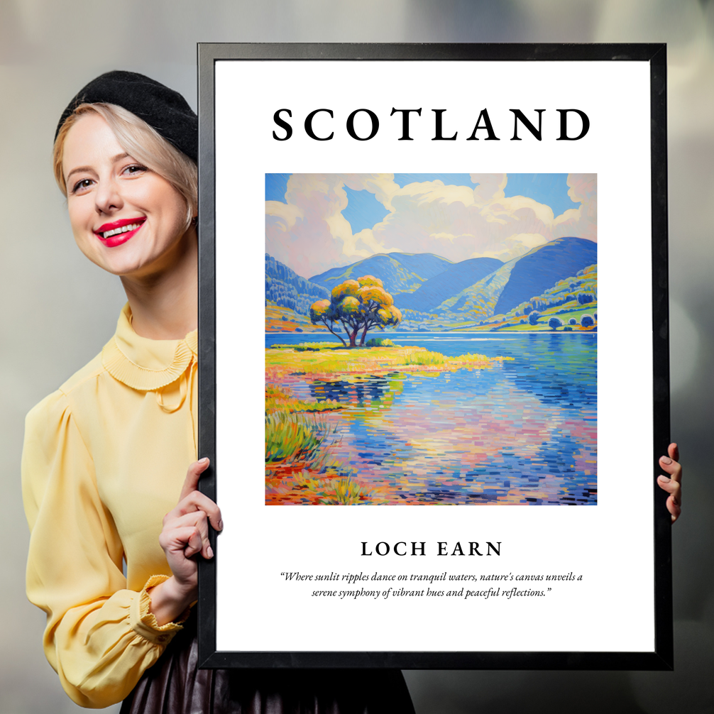 Person holding a poster of Loch Earn