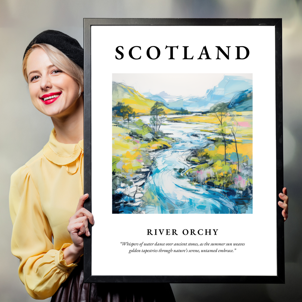 Person holding a poster of River Orchy