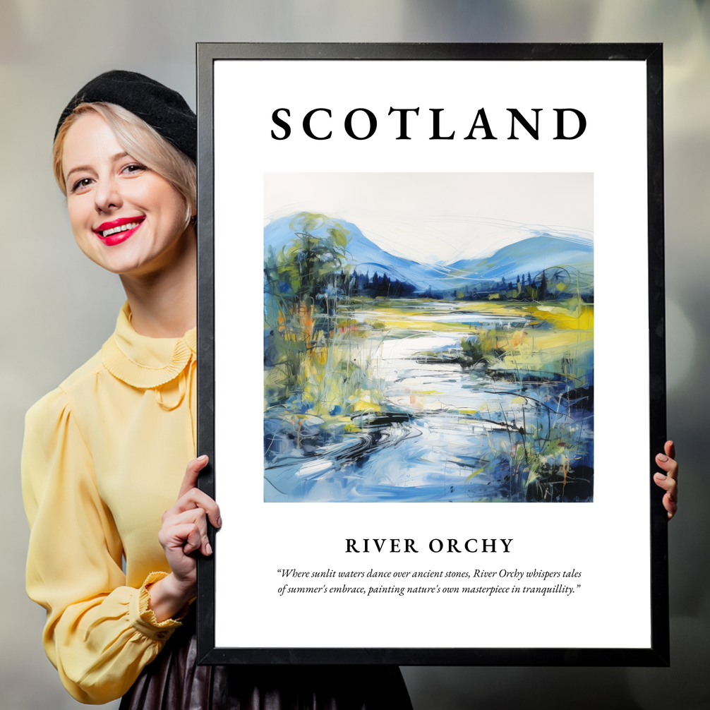 Person holding a poster of River Orchy