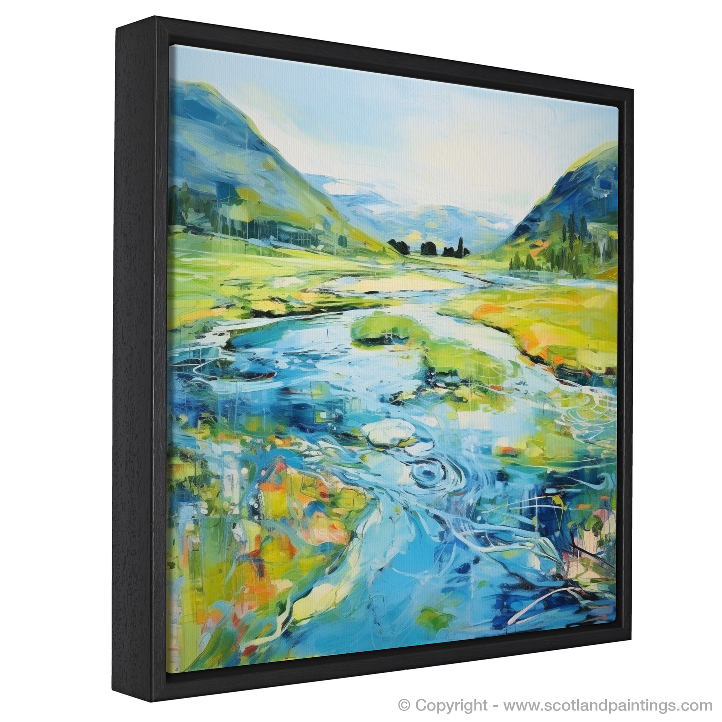 Painting and Art Print of River Orchy, Argyll and Bute in summer entitled "Summer Serenade on the River Orchy".