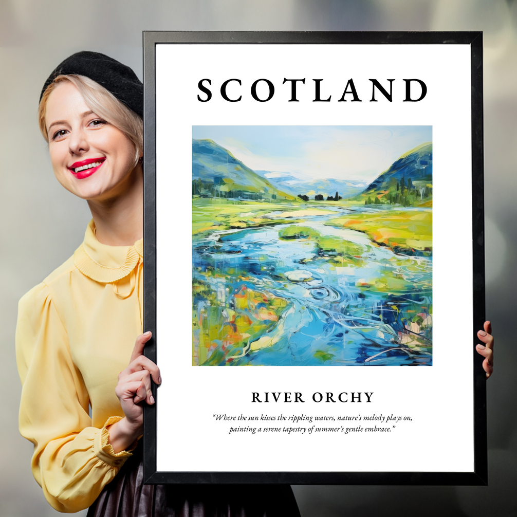 Person holding a poster of River Orchy