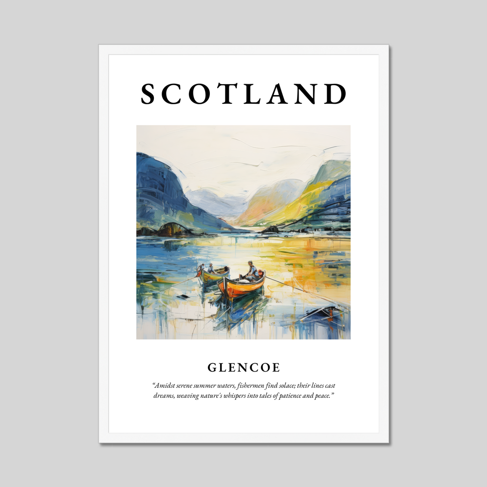 Poster in a white frame with the word Scotland