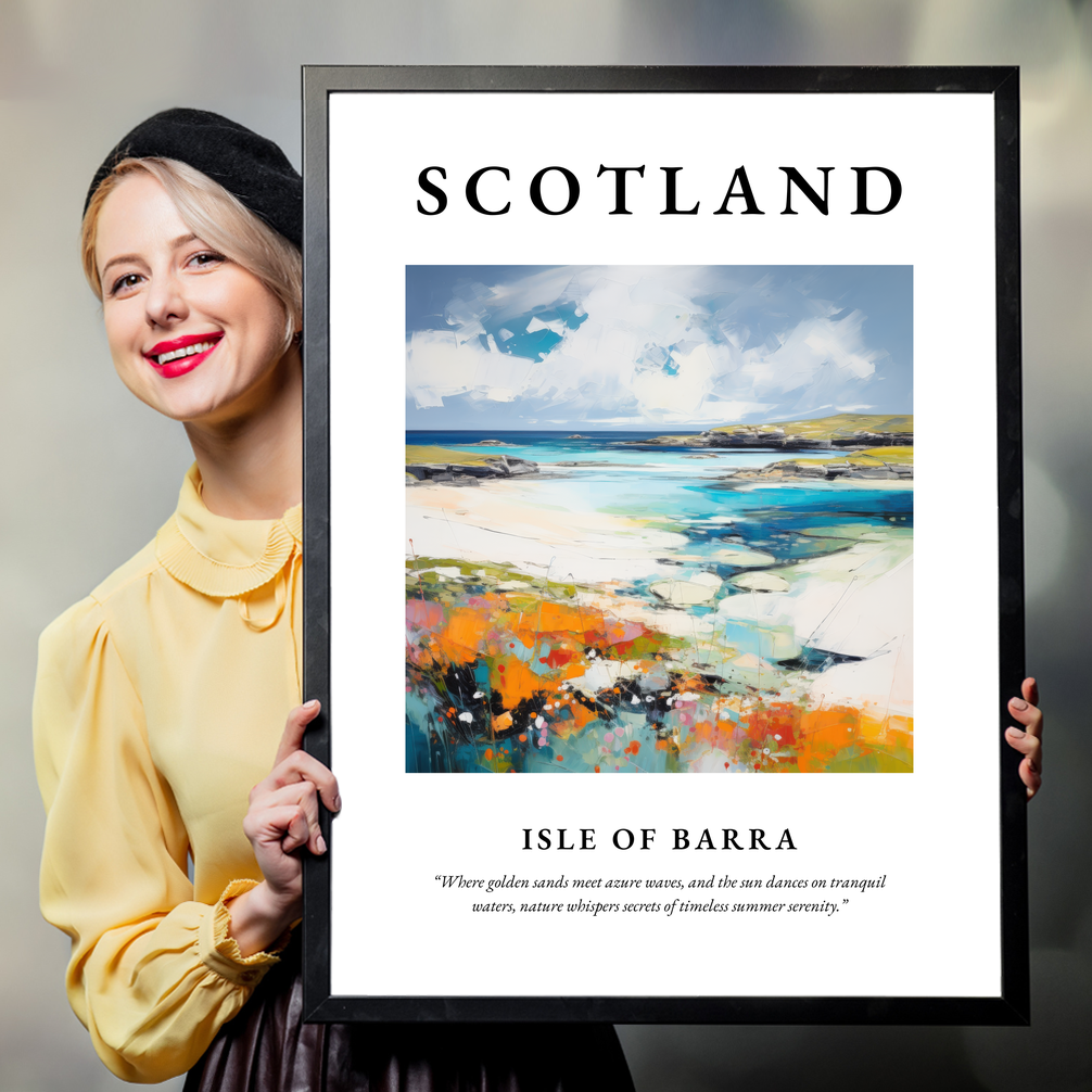 Person holding a poster of Isle of Barra