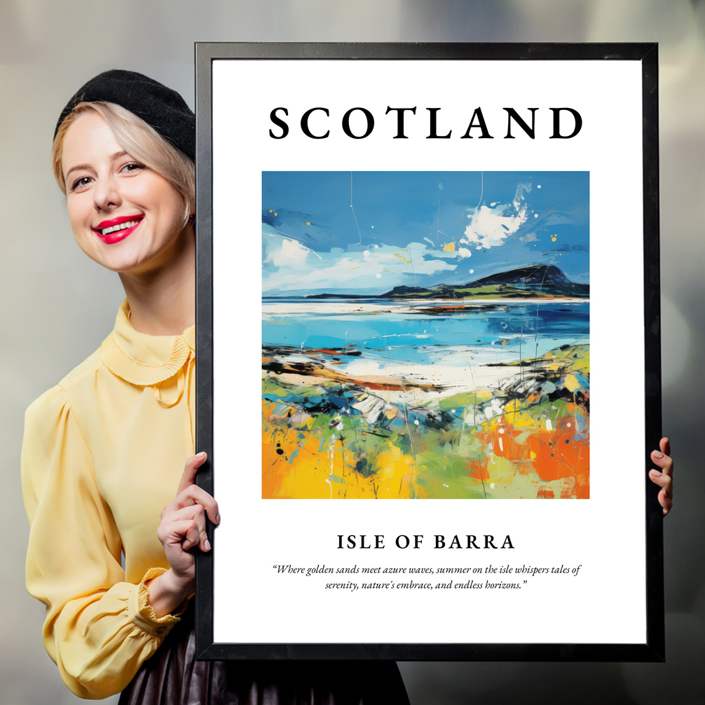 Person holding a poster of Isle of Barra