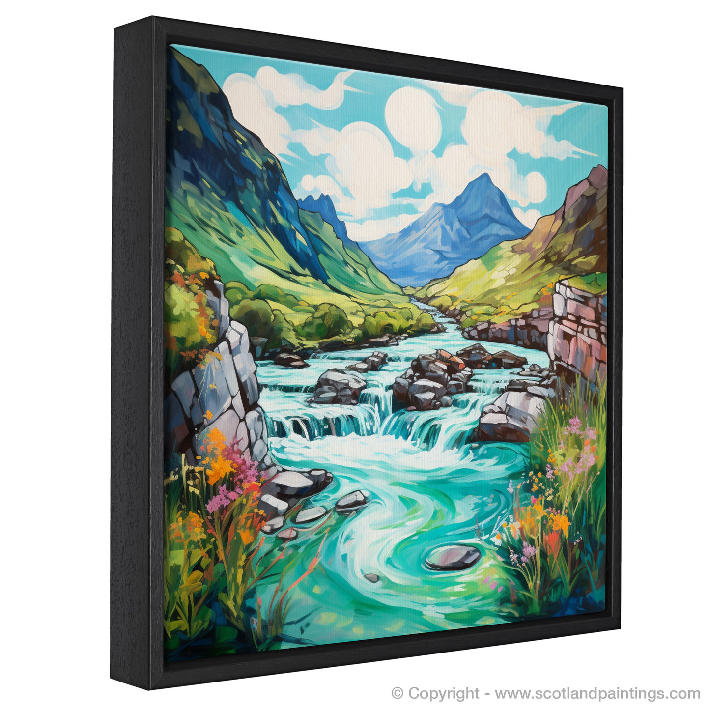 Painting and Art Print of The Fairy Pools, Isle of Skye in summer entitled "Summer Splendour at the Fairy Pools".