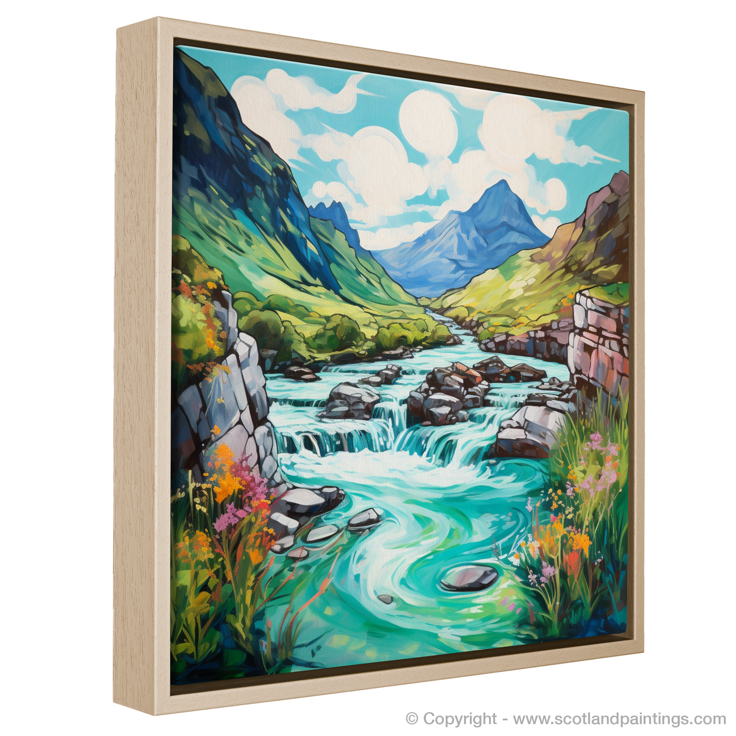 Painting and Art Print of The Fairy Pools, Isle of Skye in summer entitled "Summer Splendour at the Fairy Pools".