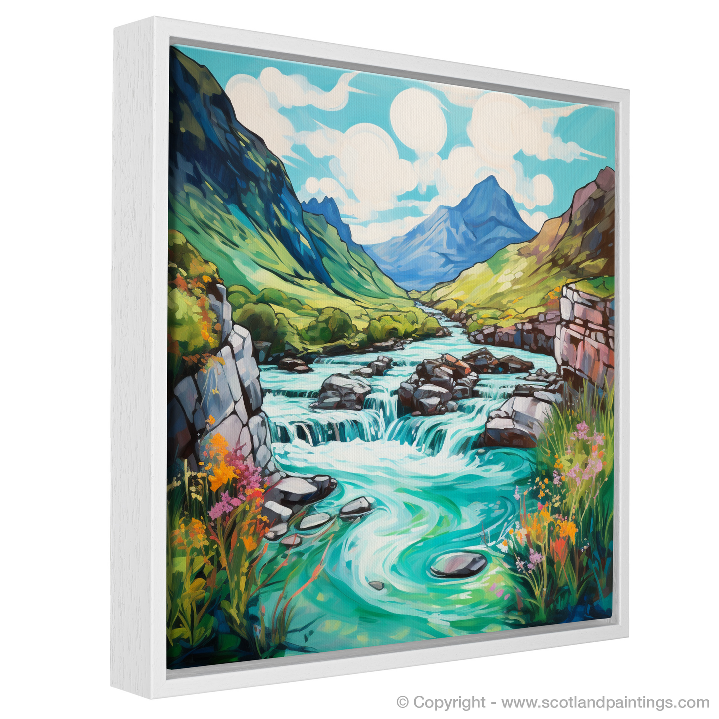 Painting and Art Print of The Fairy Pools, Isle of Skye in summer entitled "Summer Splendour at the Fairy Pools".