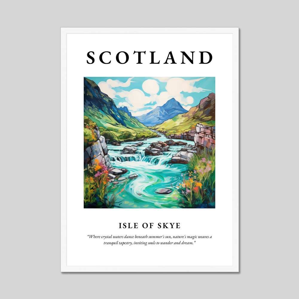 Poster in a white frame with the word Scotland