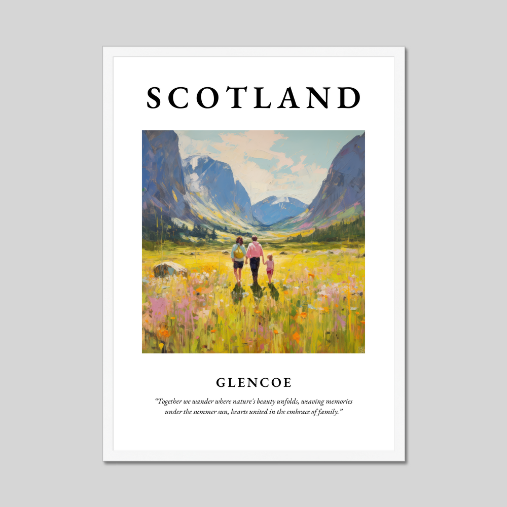 Poster in a white frame with the word Scotland