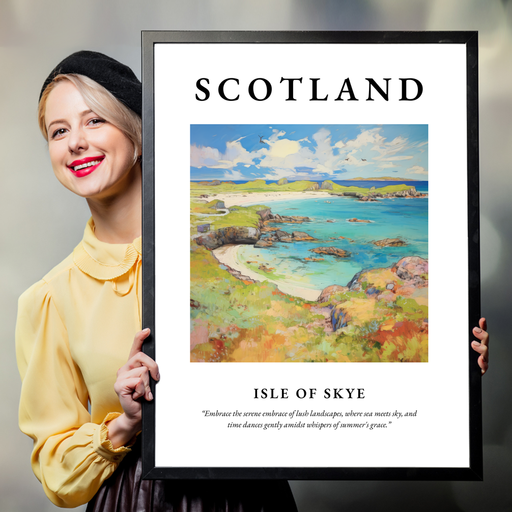 Person holding a poster of Isle of Skye