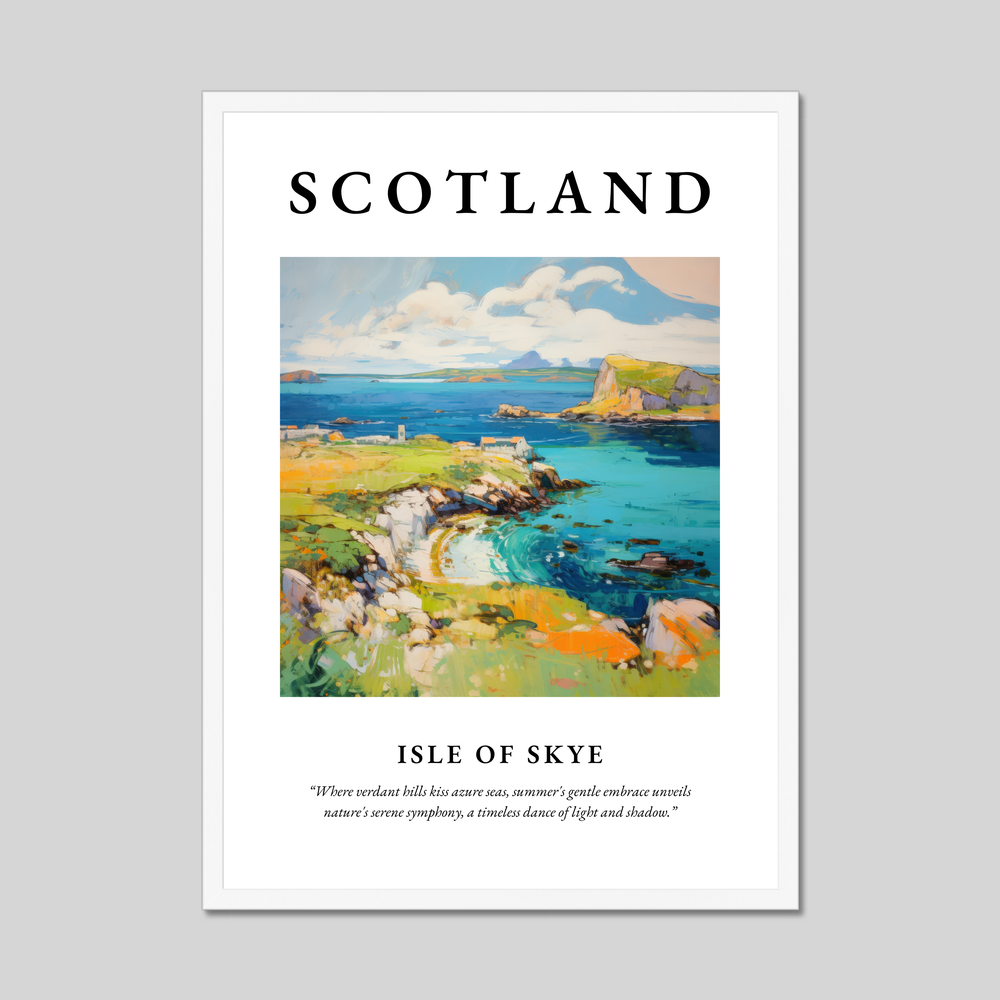 Poster in a white frame with the word Scotland