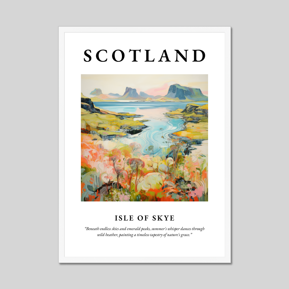 Poster in a white frame with the word Scotland