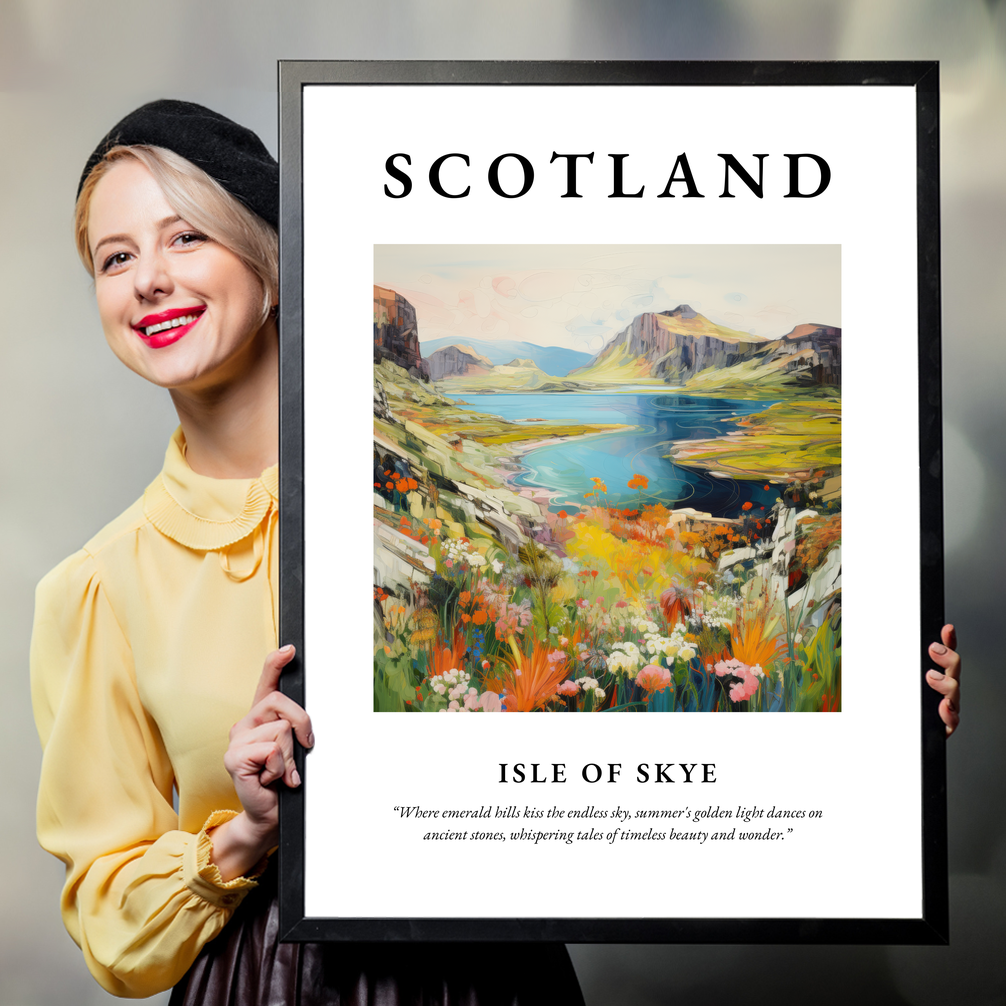 Person holding a poster of Isle of Skye