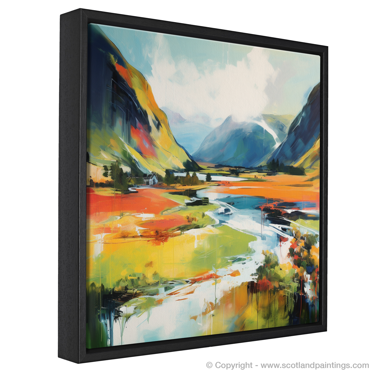 Painting and Art Print of Glenfinnan, Highlands in summer entitled "Highland Summer Essence: An Abstract Glenfinnan Vista".