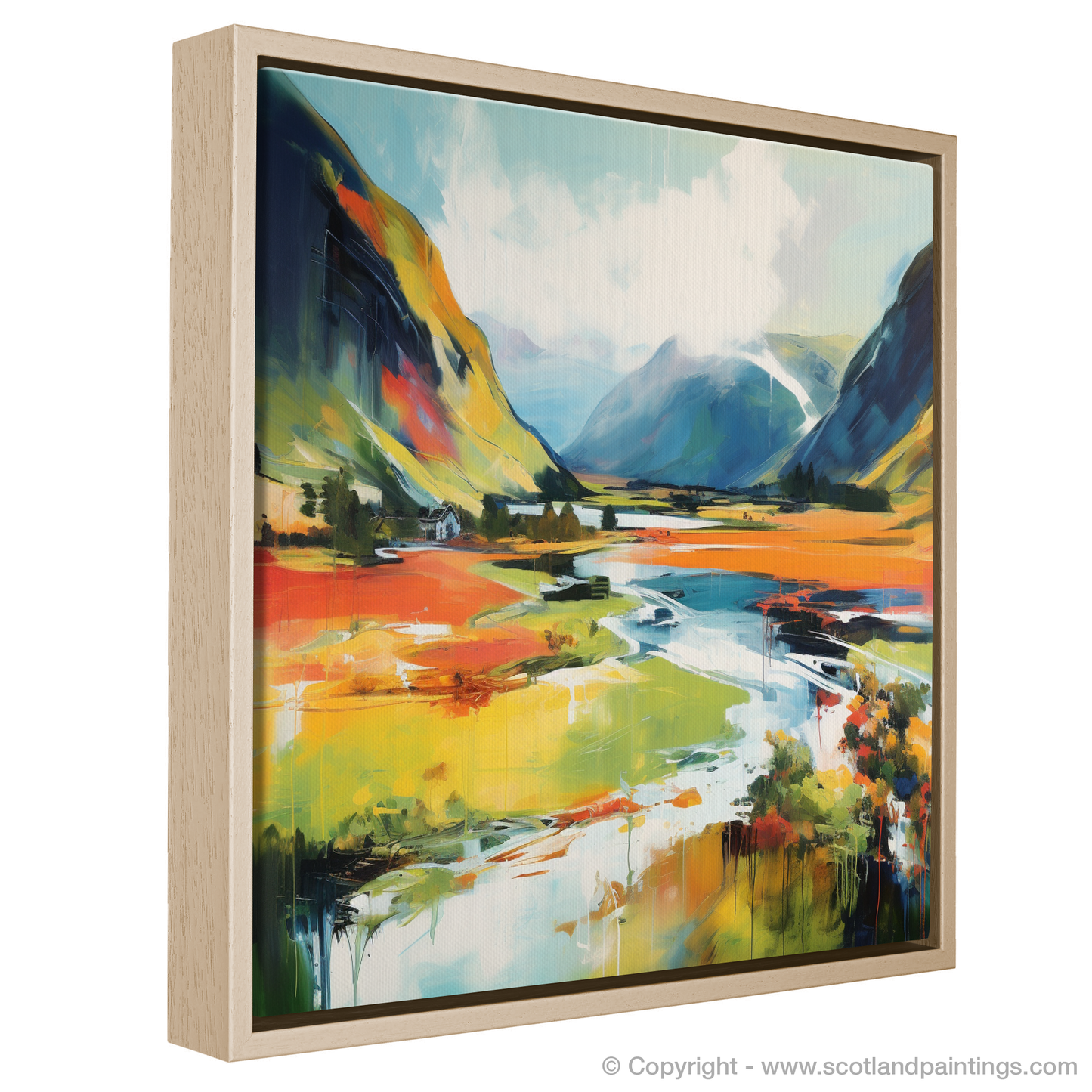 Painting and Art Print of Glenfinnan, Highlands in summer entitled "Highland Summer Essence: An Abstract Glenfinnan Vista".