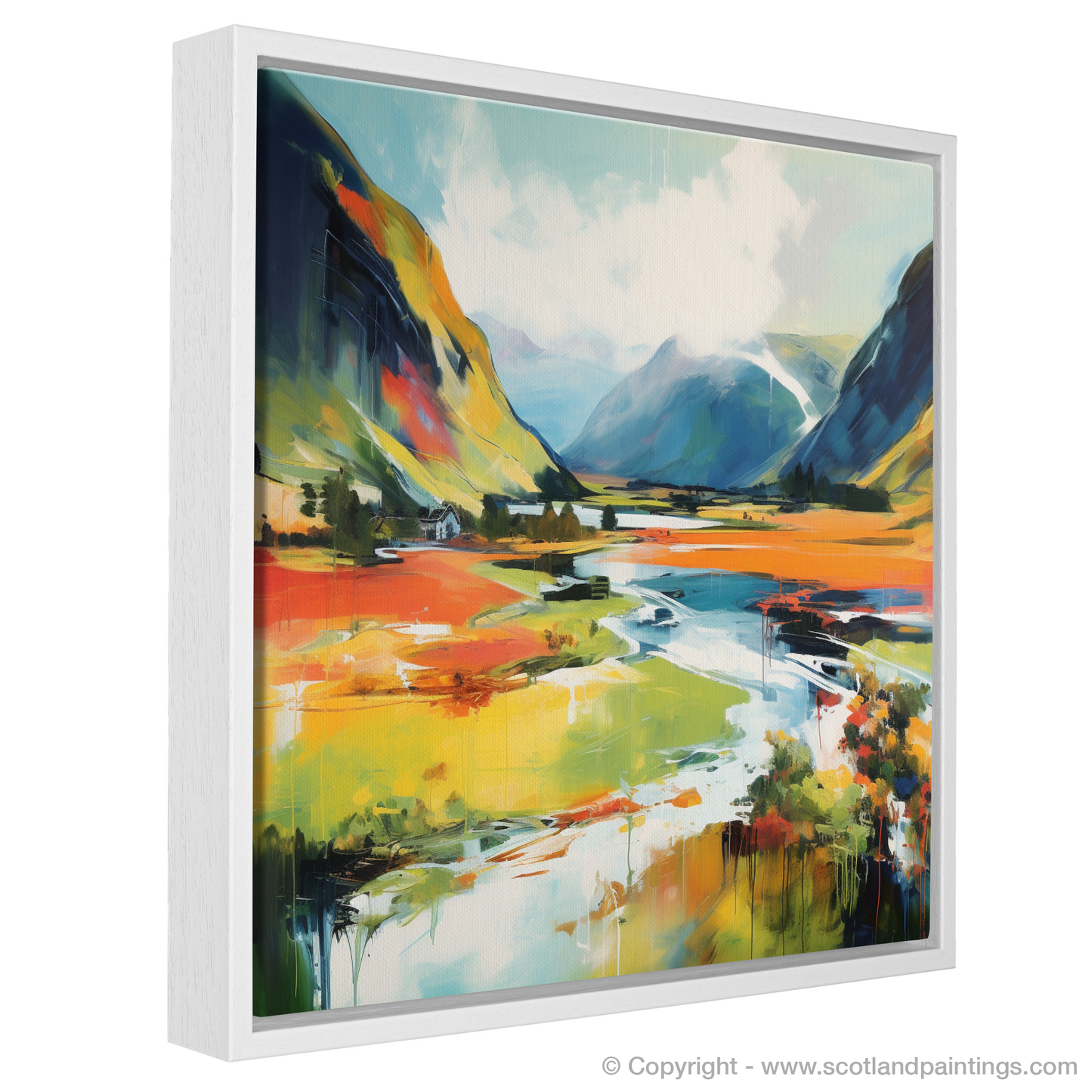 Painting and Art Print of Glenfinnan, Highlands in summer entitled "Highland Summer Essence: An Abstract Glenfinnan Vista".